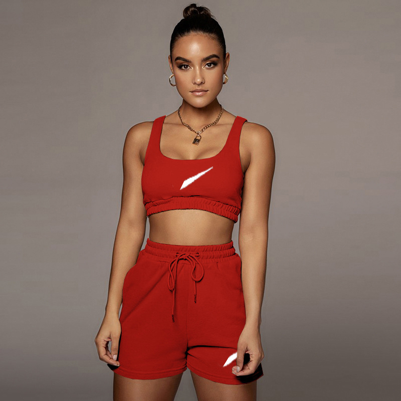 Womens Two Piece Pants set underwear and shorts Fashion two-pieces sets tank shorts multi colors embroidery logo hook street sports outdoor wear