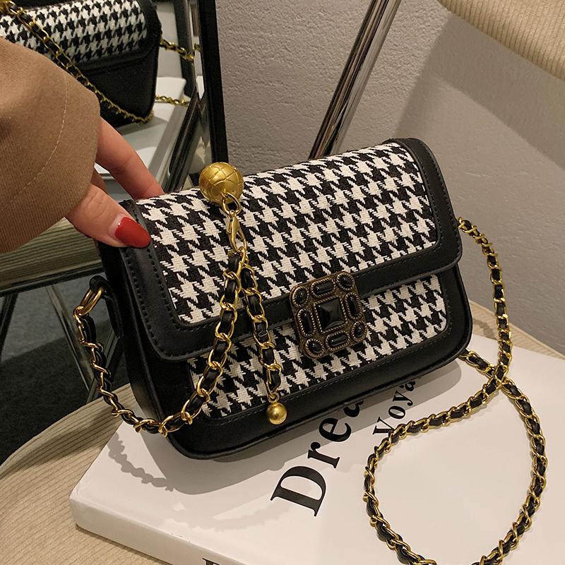 

Shoulder Bags Autumn/Winter -selling Houndstooth Bag 2022 Female Niche Lattice Messenger Fashion Chain Square BagShoulder BagsShoulder, Houndstooth - brown