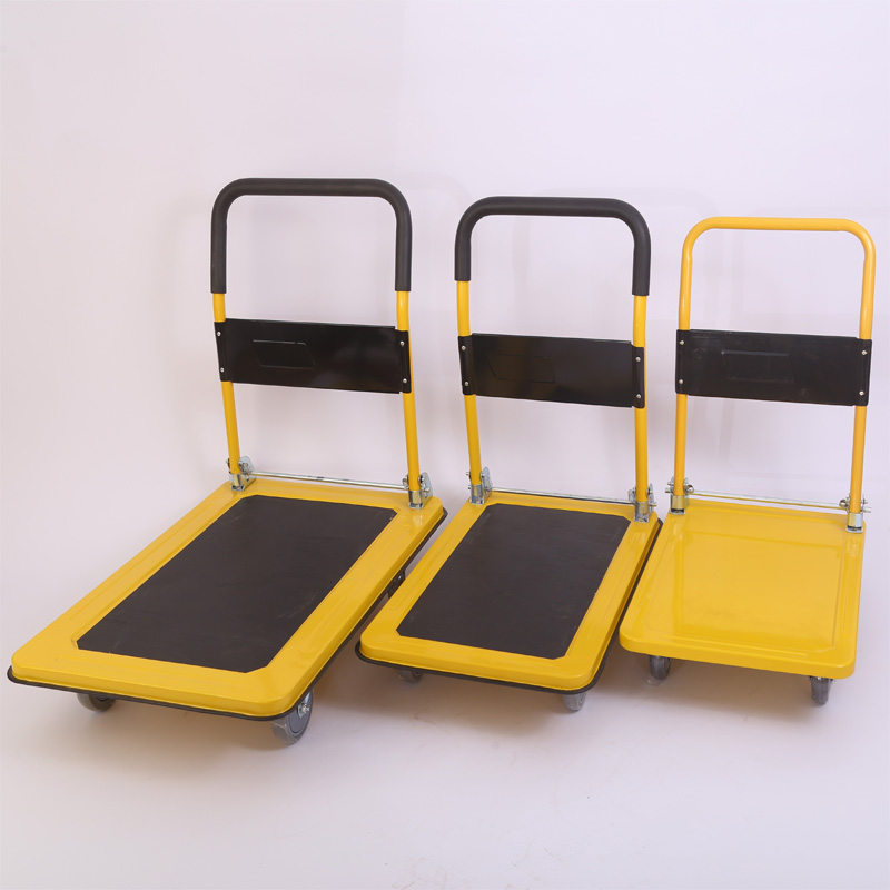

Flatbed Cargo Trolley Warehouse Small Trailer Pulling Cargos Folding Truck Portable Storage Trolley Steel Plate Cart