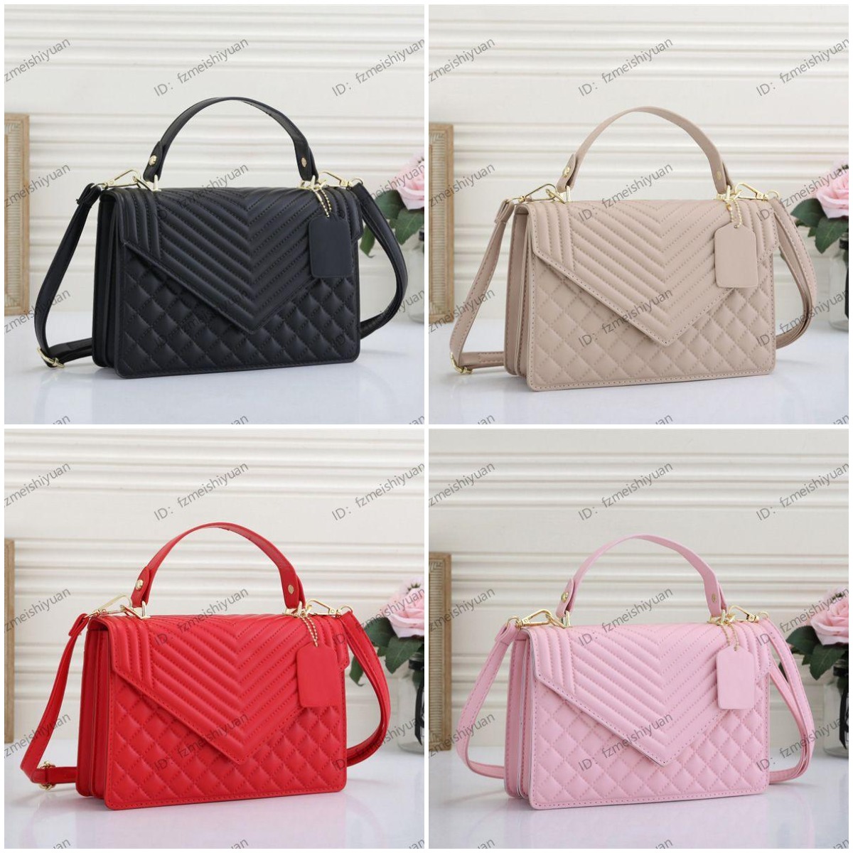 

Designer Envelopes Bag Stylish Flap Buckle Tote Gold Label Quilted Textured Shoulder Bag, Red