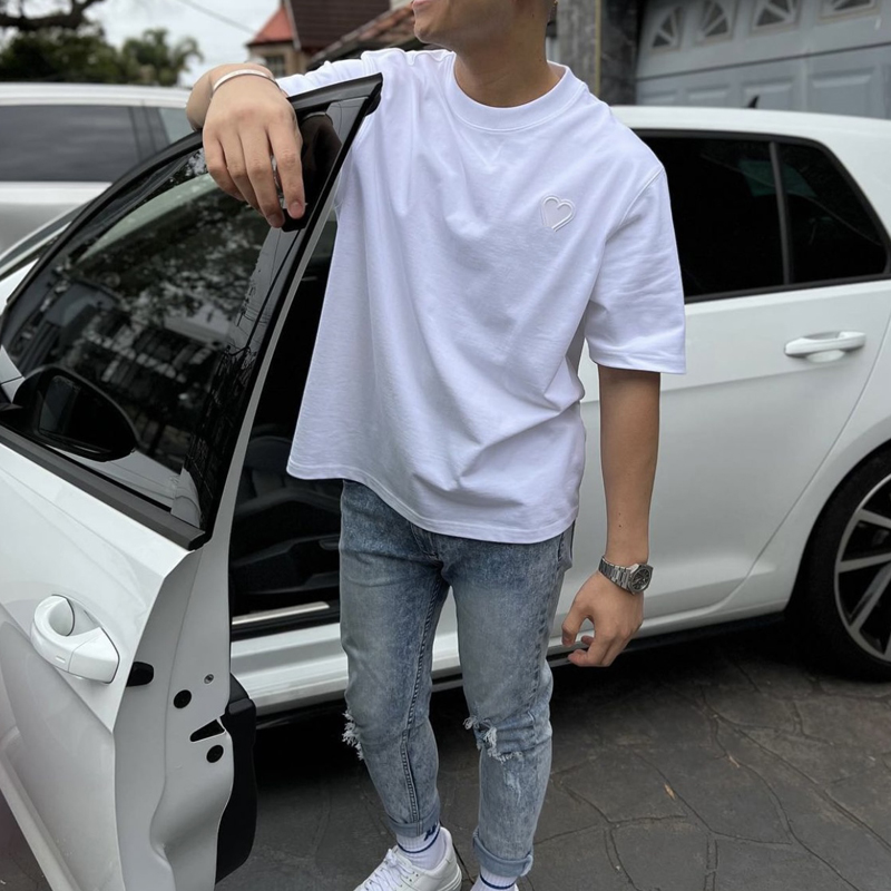 

22ss Love Logo T shirt High Street Tee Spring Summer fashion Oversize Plus size Skateboard Men Women Tshirt, White heart t