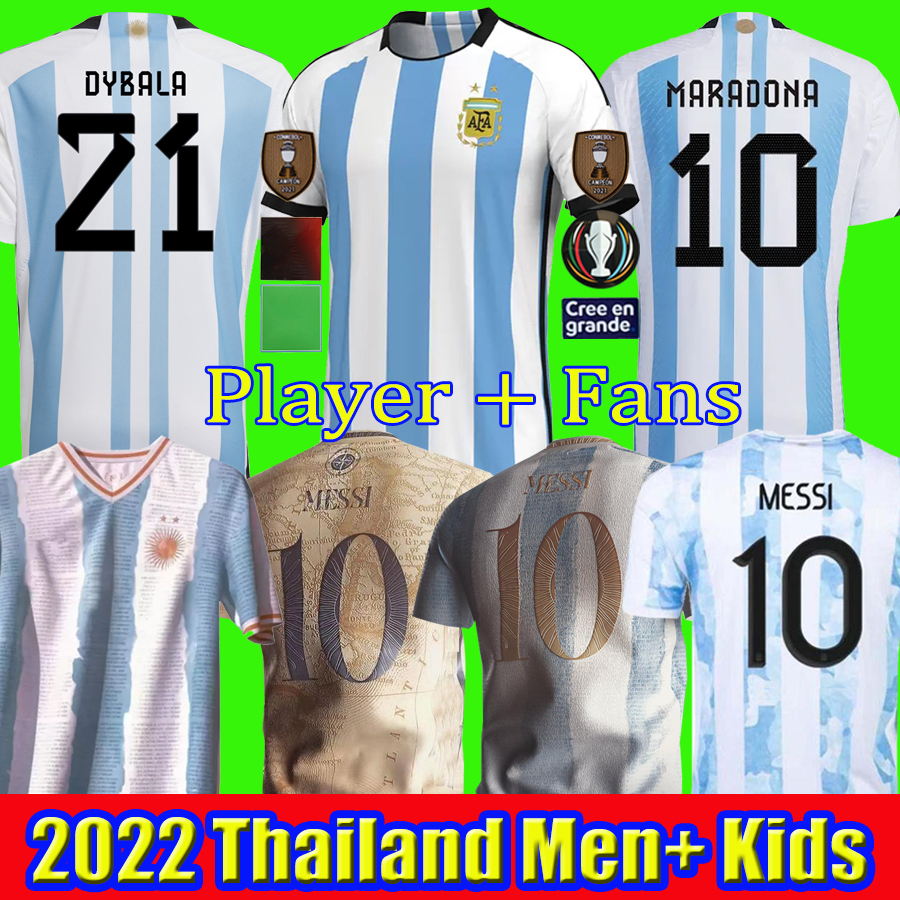 

Player Fans Version Argentina Soccer Jersey 21 22 Copa America Home Football Shirts 2022 2023 MESSIS DYBALA LO CELSO National Team MARADONA Men Kids kit uniforms, 2223 home + lfp