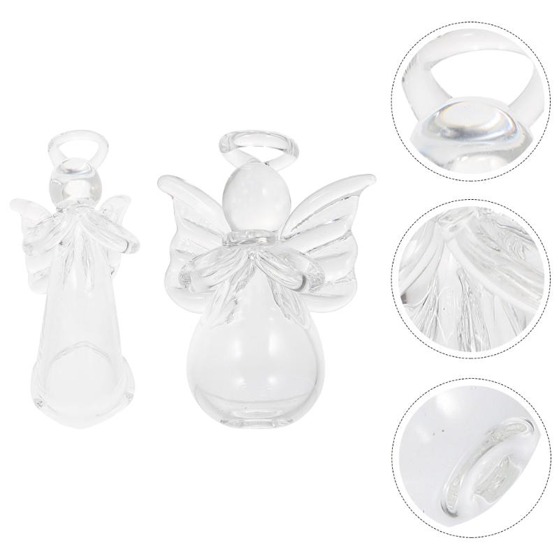 

Interior Decorations 2Pcs Mini Angel Ornament Exquisite Glass Pendant Car Hanging OrnamentInterior