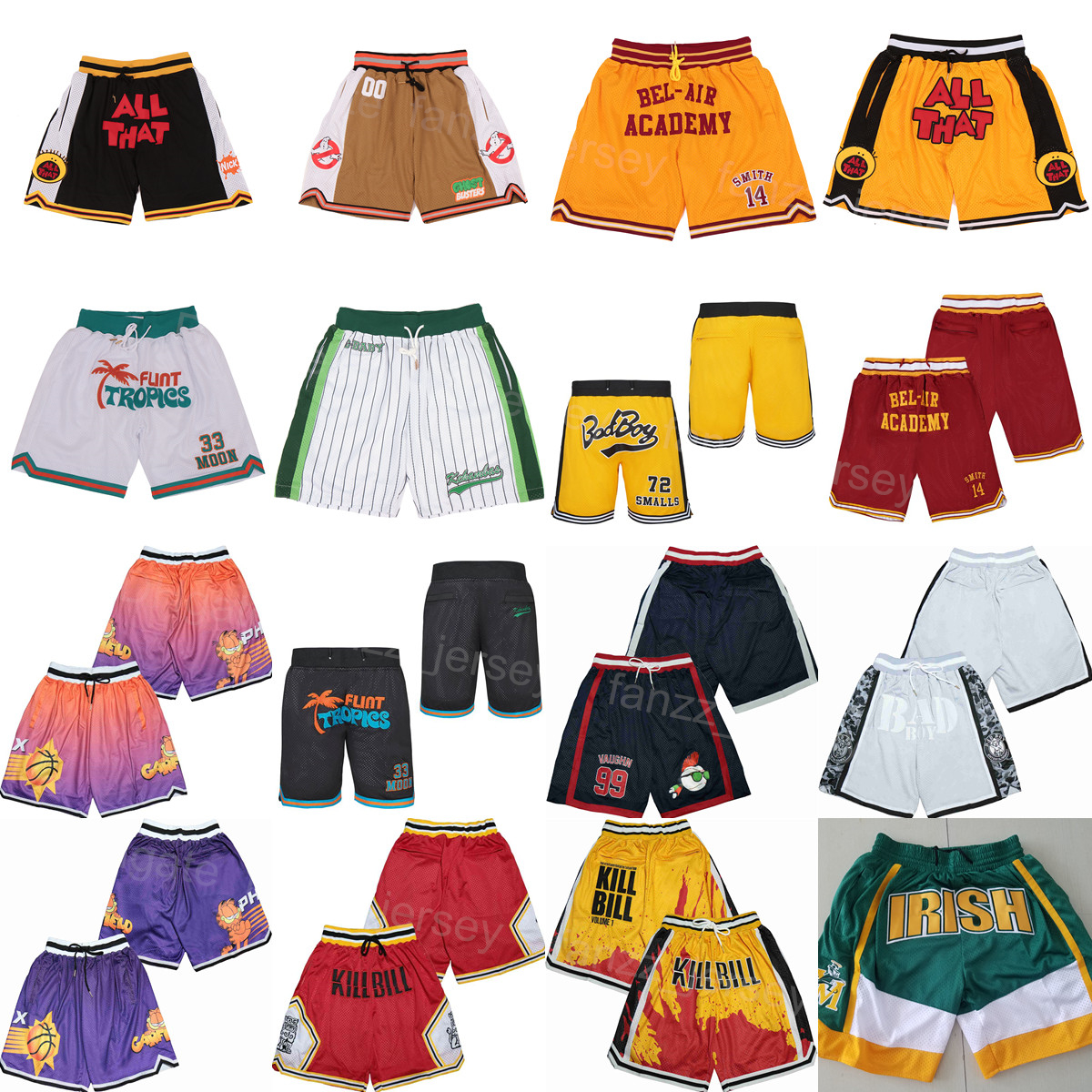 

Movie Just Don BADBOY Basketball Shorts Pocket Zipper Sport Wear WILL SMITH Sweatpants BEL-AIR ACADEMY Drawstring GARFIELD Pant VAUGHN 99 MAJOR LEAGUE G-BABY, Black