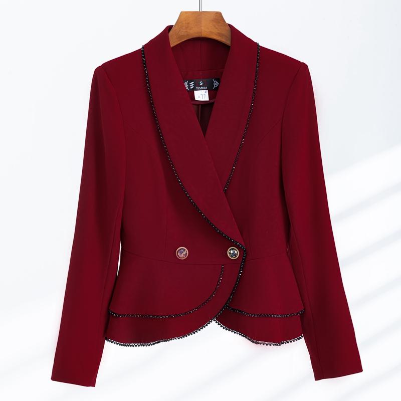 

Women' Suits & Blazers Wine Red Autumn Winter Large Ladies Professional Office Lapel Cardigan Suit Jacket Casual Blazer Women Work Coat Sol, Wine red blazer 1pcs