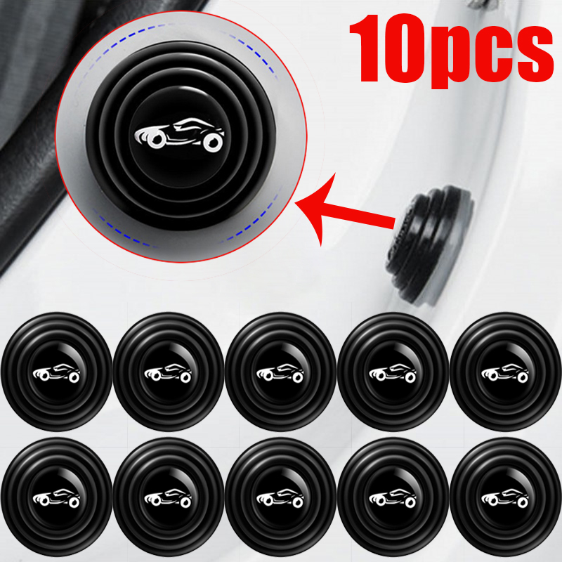 

10pcs Car Door Hood Trunk Anti-collision Silicone Pad Anti-shock Adhesive Sticker Pads Auto Anti-Noise Buffer Gasket Gaskets, 10pcs without logo