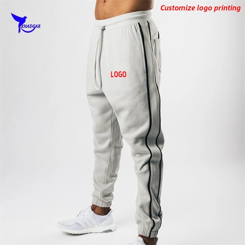 

Spring Autumn Cotton Slim Fit Running Sweatpants Men Quick Dry Sportswear Pants Gym Fitness Workout Jogging Trousers Customize 220613, Black white