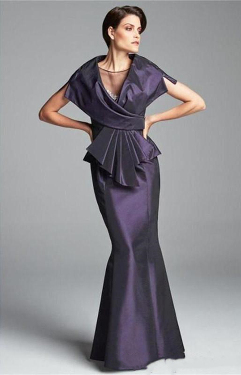 

Elegant Mermaid Mother Of The Bride Dresses Sheer Jewel Neck Cape Sleeve Long Wedding Guest Gowns 2022 Groom Mom Prom Evening Formal Wear