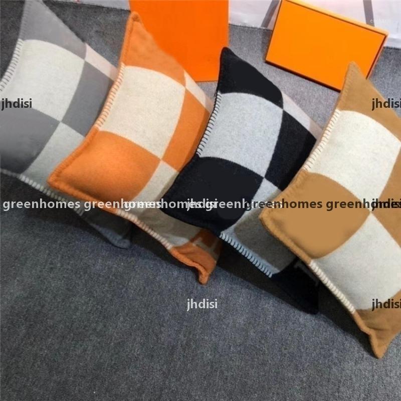 

Cushion /Decorative Pillow H Nordic Style Model Room Lunch Break Sofa Cushions Car Waist Back Cushion Wool Knitted Pillowcase 45 *45 S, Grey