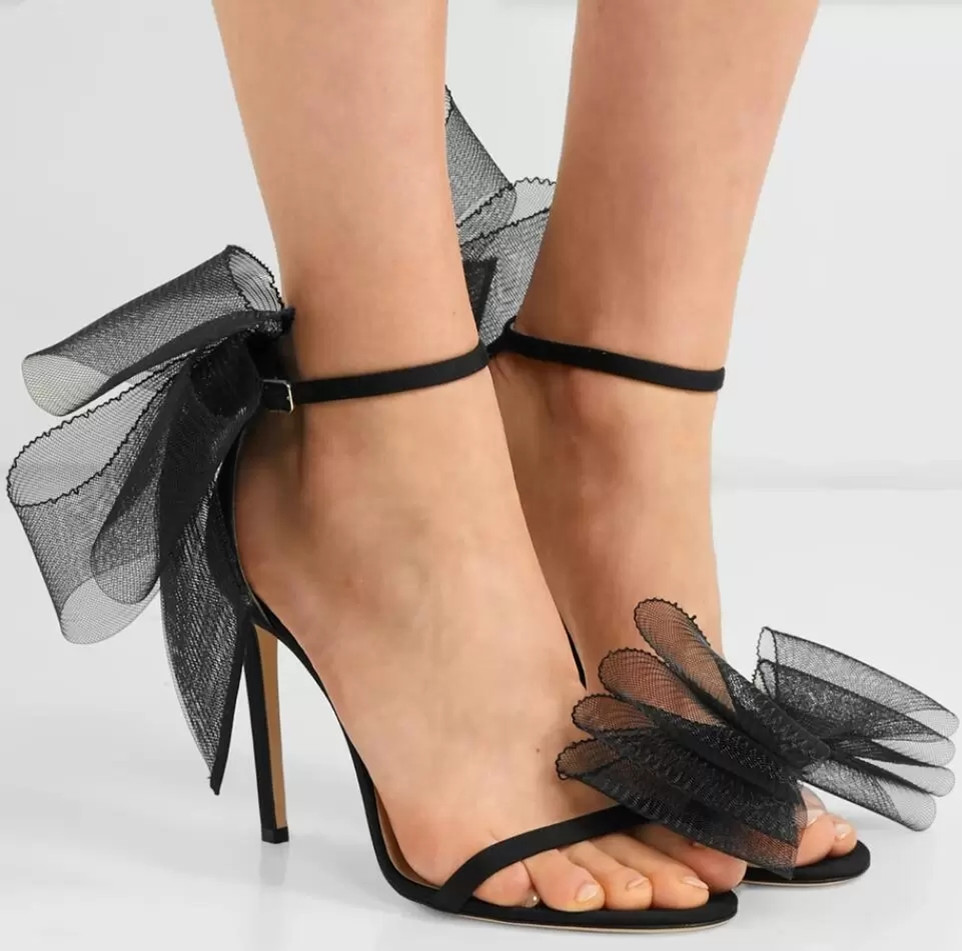 

Perfect Summer AVELINE Bridal Sandals Women's Bow High Heels Elegant Ladies Gladiator Sandalias Red Black White Party Wedding Dress EU35-43.BOX