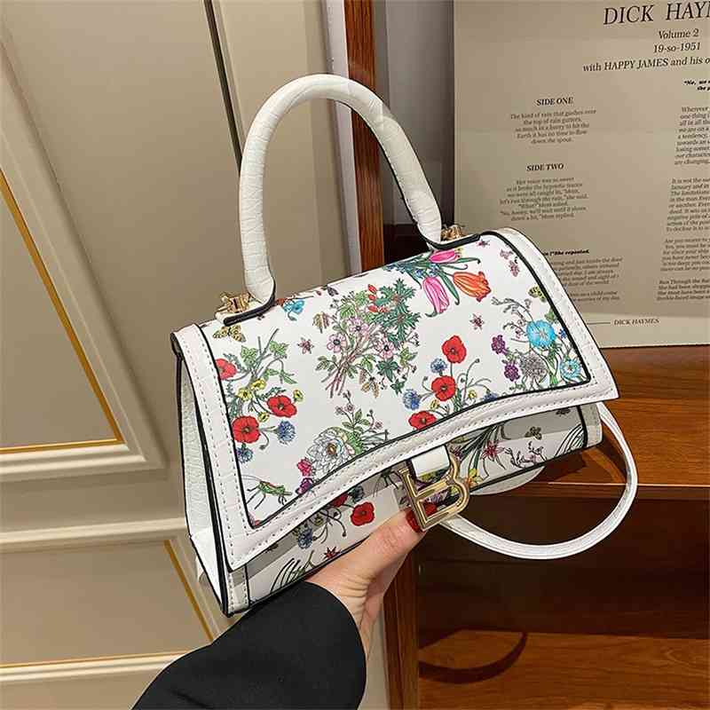 

Purse Bag women's bag 2022 spring new one shoulder portable flowers Pu small square with elegant OutletU7OD, White