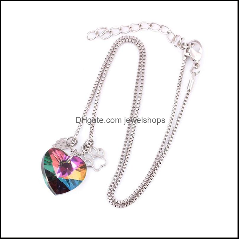 

Chains 2021 Fashion Ladies Accessories Heart Pendant Necklace Engraved Rainbow Dog Memorial Drop Delivery Jewelshops Dhmeo