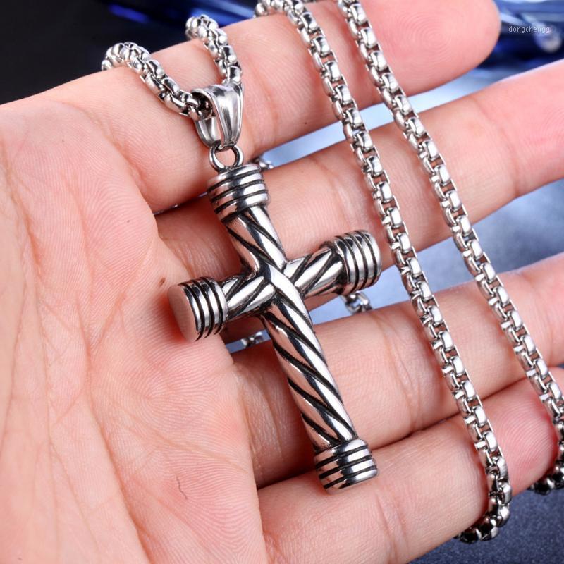 

Pendant Necklaces Korean Version Of Simple Stainless Steel Cross Necklace Men Fashion Christian Believer Punk Jewelry Gift