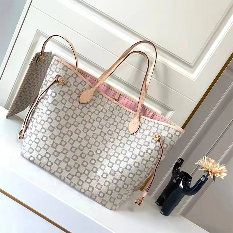 

Handbags Purses pvc Women Tote Bags Purse Fashion Shoulder Bags Flower Checkers Grid Serial medium large, White plaid apricot