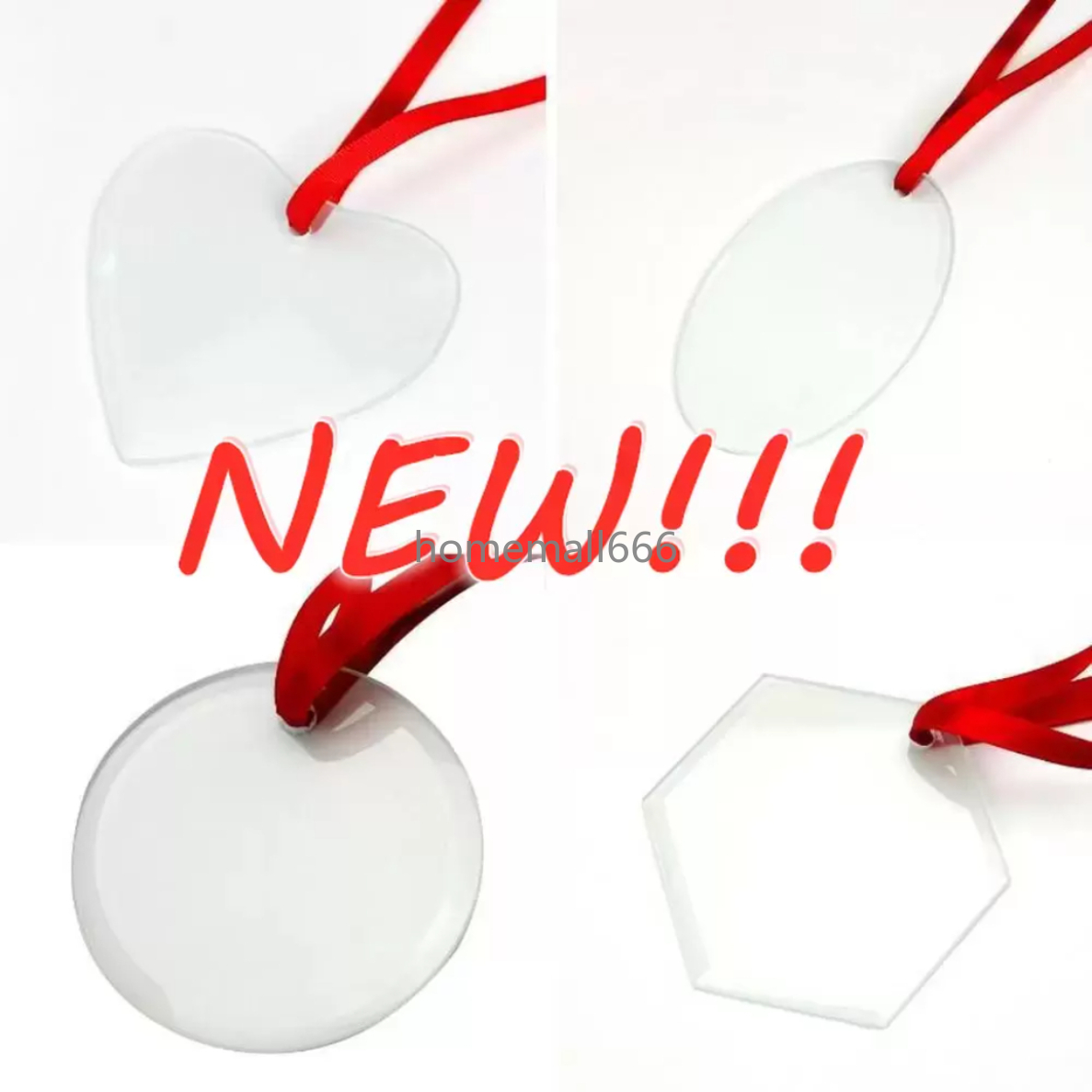 

Sublimation Blanks Glass Christmas Decorations Pendant Ornaments Thermal Transfer Ornament Festival Decore Customized Pendants In Stock AA