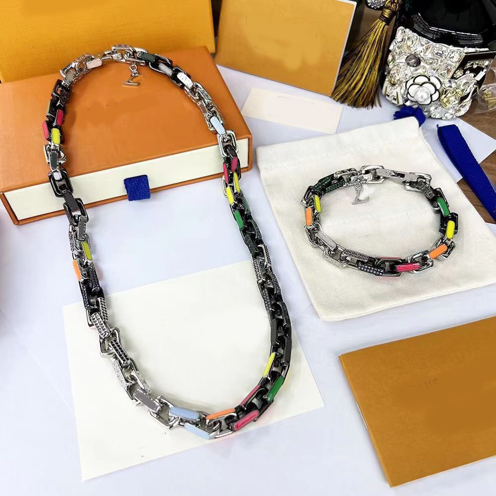 Fashion Hip Hop Colorful Bracelets Unisex Brand Designer Necklaces Couples Gifts Jewelry High Quality with Box