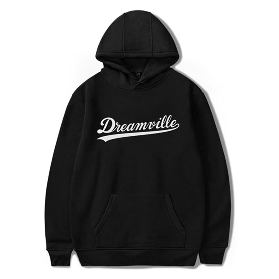 

Men's Dreamville J. COLE Letter Logo Print Sweatshirt Fall Spring Hoodie Hip Hop Casual Pullover Top193W, White