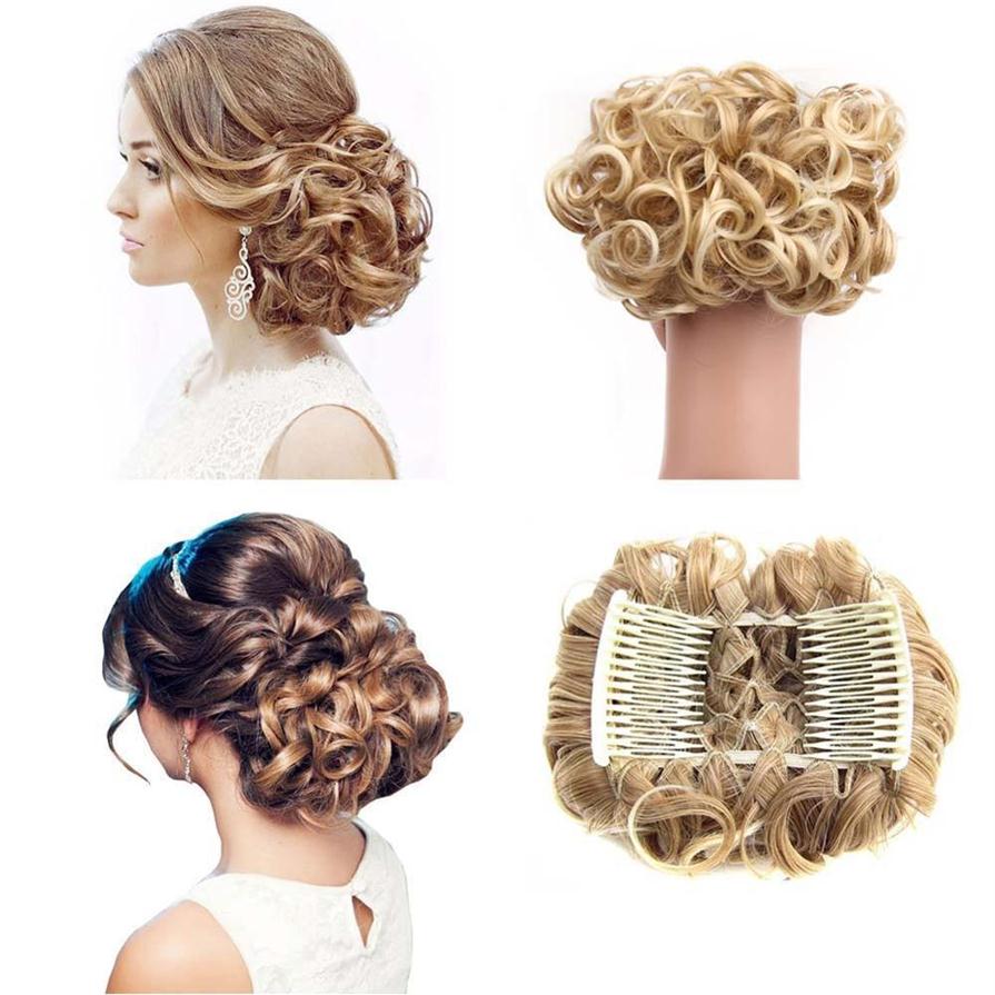 

2019 Curly Hair Chignon Clip In Hair Extensions 80g Natural Bun Pad Black Blond Hairpieces #277410250N