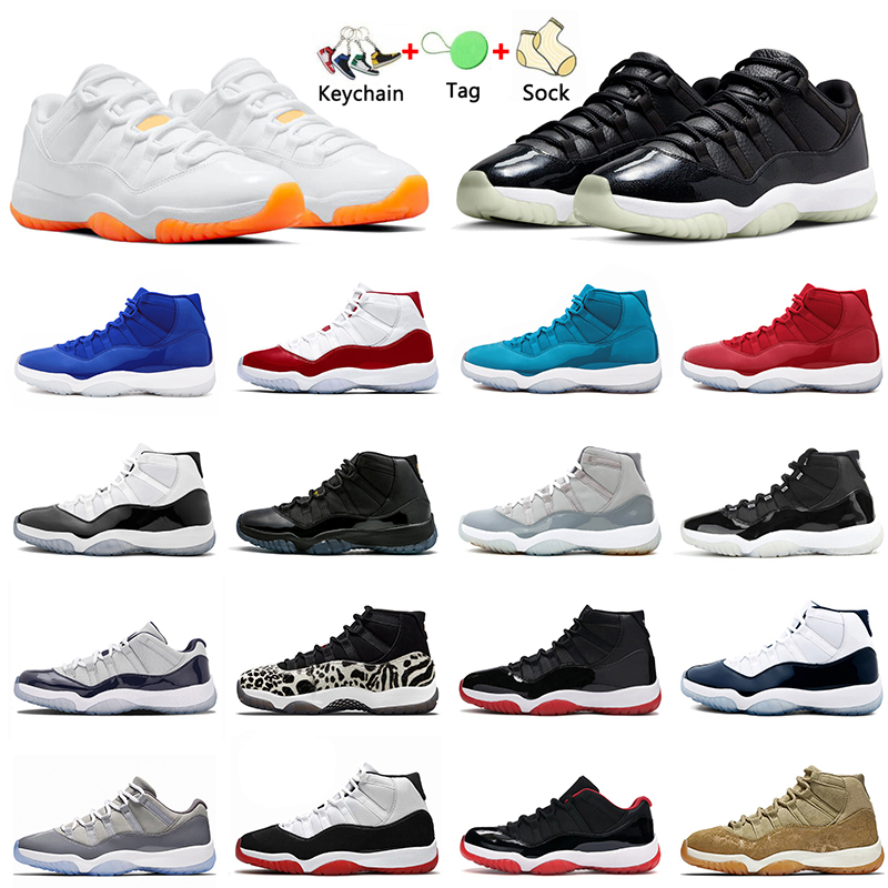 Cherry Cool Grey 11s Low 72-10 Jumpman 11 Hommes Femmes Chaussures de basket Jordam Pure Violet Citrus Gamma Blue Retro High Bred Dolphins basket