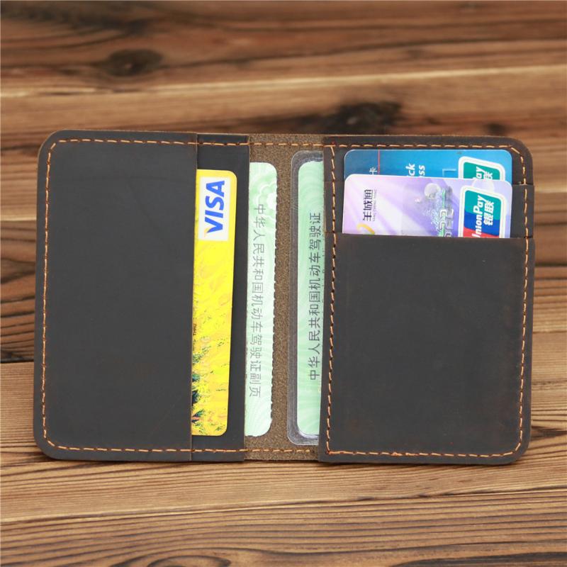 

Card Holders 100% Genuine Leather Wallet Purse Retro Crazy Horse Men WalletCard, Black
