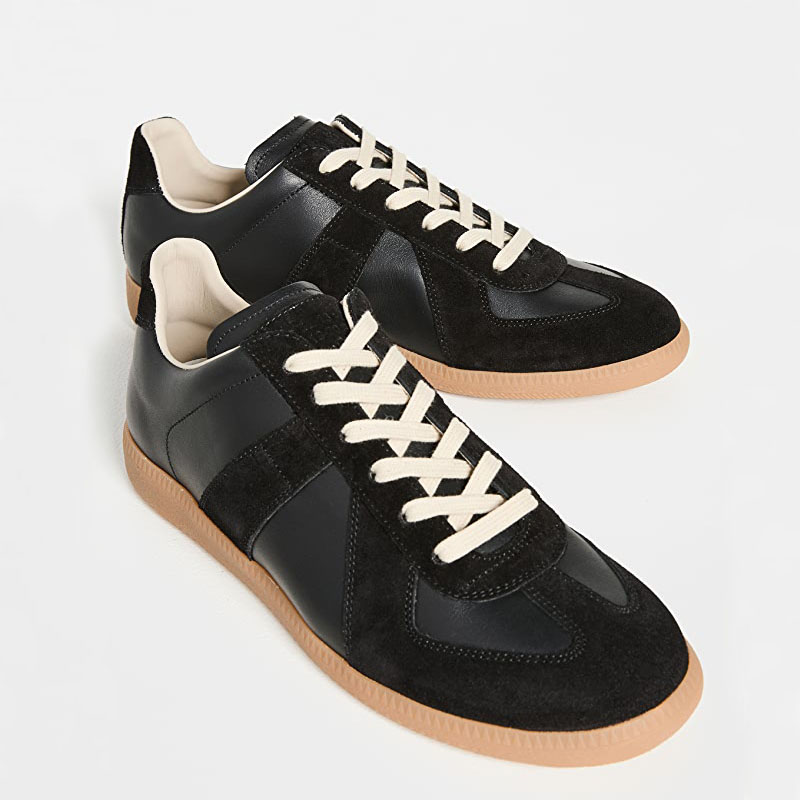 

Men casual shoes Classic Runner race Sneaker black leather and suede GATS German Army Trainers Leather low Top Junior flat sport Sneakers 36-45, 10