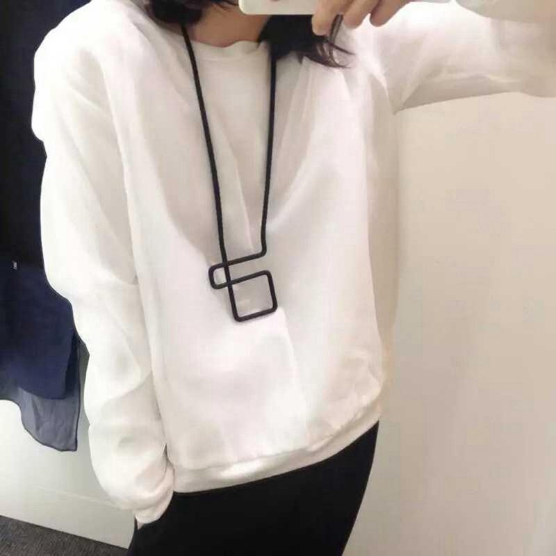 

Chains Fashion Designer Black Rope Necklace Geo Maze Collar Pendant Simple Costume Jewelry For Women Para MujerChains