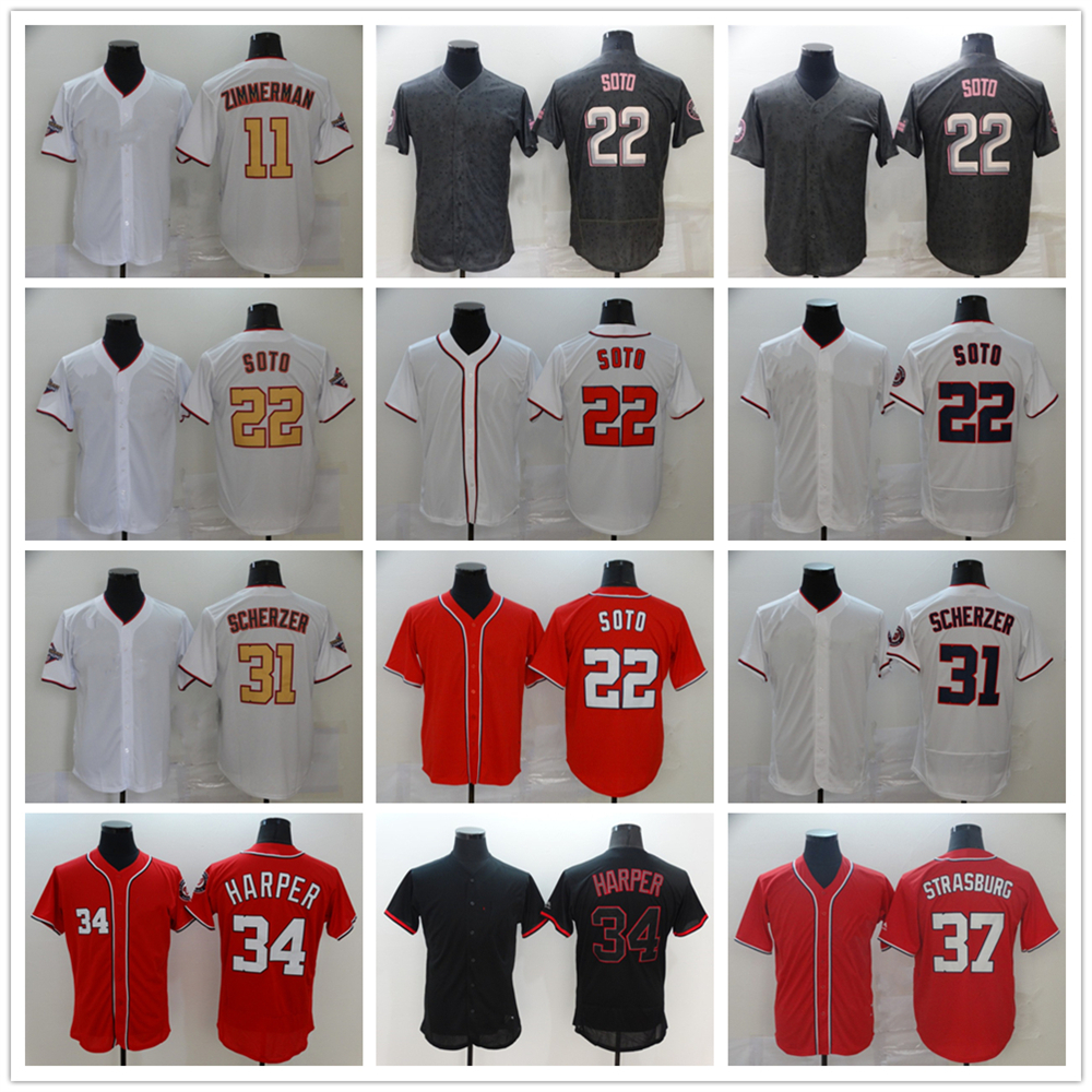 

Movie College Baseball Wears Jerseys Stitched 22 JuanSoto 31 MaxScherzer 34 BryceHarper 37Strasburg Home away Breathable Sport Sale High Quality, As picture (with team logo)