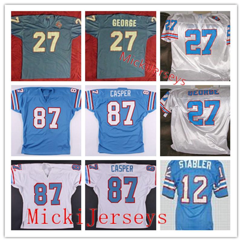 

Mens Ncaa 1980 Vintage Custom Oilers Jersey Stitched #12 Ken Stabler #27 Eddie George #87 Dave Casper Oilers Football Jersey S -3xl, Custom any name number
