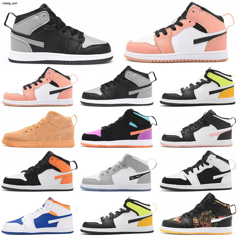 

2022 Children Athletic Sneakers Boy Girl High Basketball Shoes Banned Weaving Trainers Youth Kids Sports Outdoor Shoes With Box And Bubble Column, Color 2