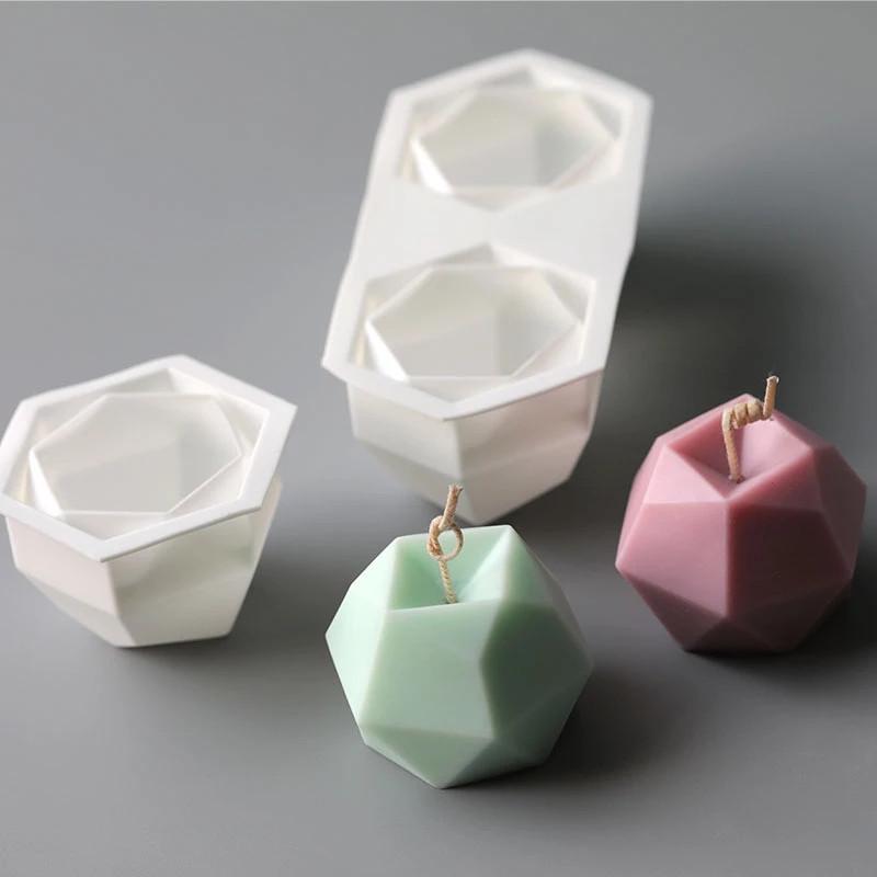 Outils d'artisanat losange boule bougie moule Cube magique forme géométrique Mousse au chocolat cuisson Silicone Kit de fabrication moules à Fond