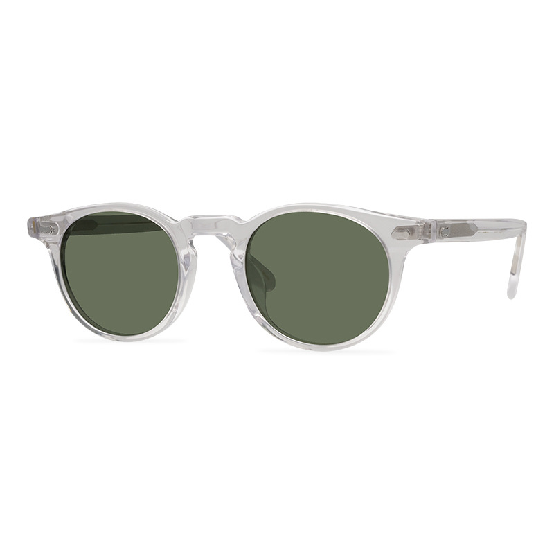 

Brand Men Polarized Sunglasses Vintage Small Women Round Sunglasses Gray Green Lens Sun Glasses Plank Eyeglasses Shades with Case