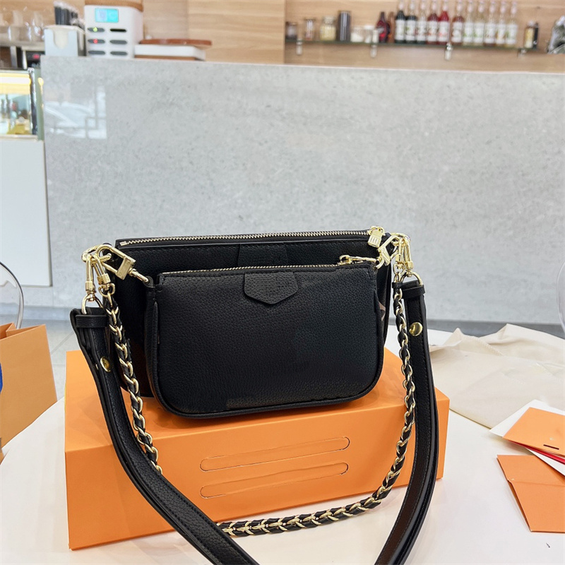 

Designer Shoulder Bags Women Genuine Leather Luxurys Designers Handbags Lvs Purses Lady Tote Coin Clutch Crossbody Messenger, Black