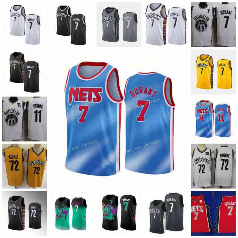 

Kevin 7 Durant 11 Kyrie Men' Irving Jersey 72 Black # Biggie Basketball Jerseys New Embroidery  BrookIyn 2021 City New, As