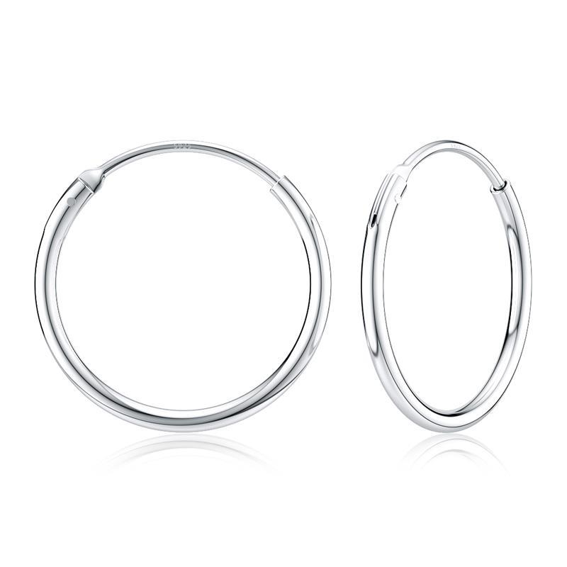 

Hoop & Huggie Sterling Silver Earrings Circle Round For Women Men Fashion Simple Jewelry 8/10/12/14/16/18/20mmHoop
