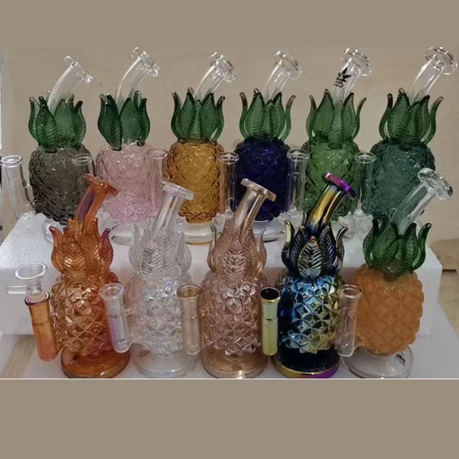 

Pineapple Hookah Glass Bong Golden Water Pipe With 14mm Bowl Dab rig Bowl