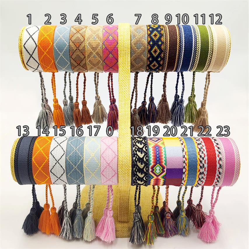 Top Brand fabric bracelet Women D Cotton Jewelry Letter Signature Embroidery Bracelet Woven Bangle Tassel Lace-up Bracelet bag229b