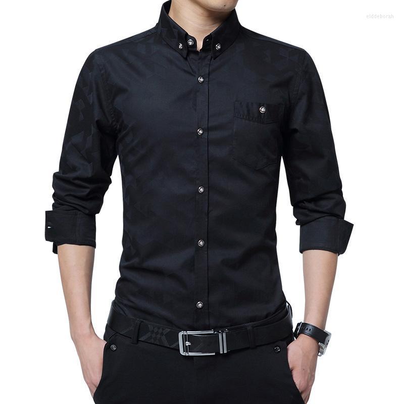 

Men's Dress Shirts 2022 Men Fashion Business Modern Casual Youth Social Long Sleeve Shirt Camisa Masculina Brand Clothing 5XLMen's Eldd22, Black