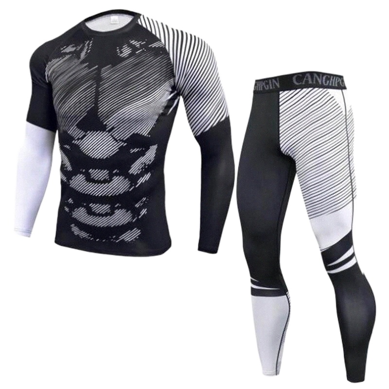 men's Thermal Underwear Quick Dry Sets Running Compression Sport Suits Basketball Tights Clothes Gym Fitness Jogging Sportswear E54F#