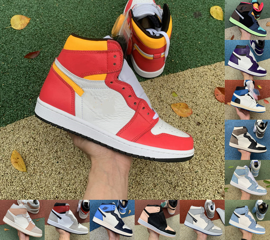 

Jumpman Men 1 J Balvin 1s University Blue Shoes dark mocha light smoke grey obsidian Chicago UNC top 3 triple white Fragment mens women, 39