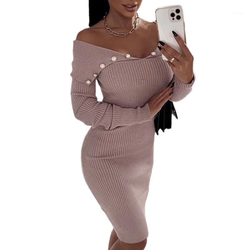 

Casual Dresses 2022 Autumn And Winter French Retro European American Fashion Print V-neck Bag Hip Long Sleeve Sexy Slim Dress Sub Trend, Khaki