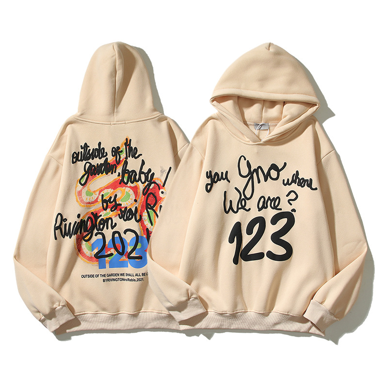 Puff Print Sweatshirts Beige Hoodies Hommes Femmes Haute Qualité Lettre Pull Hip Hop Pulls 22FW