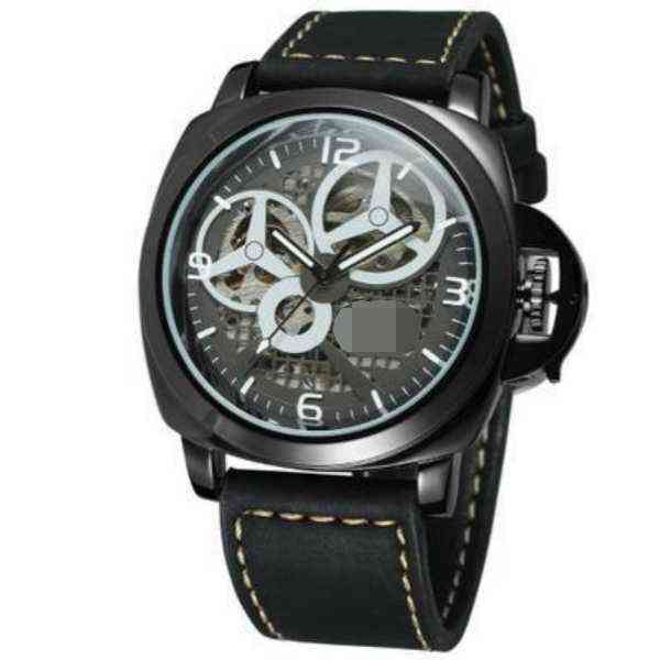 

huiya06 High quality u1Leisure lattice Hollow dial Fully automatic watches Buckle Simple eye Square imitation leather protection Mechanical