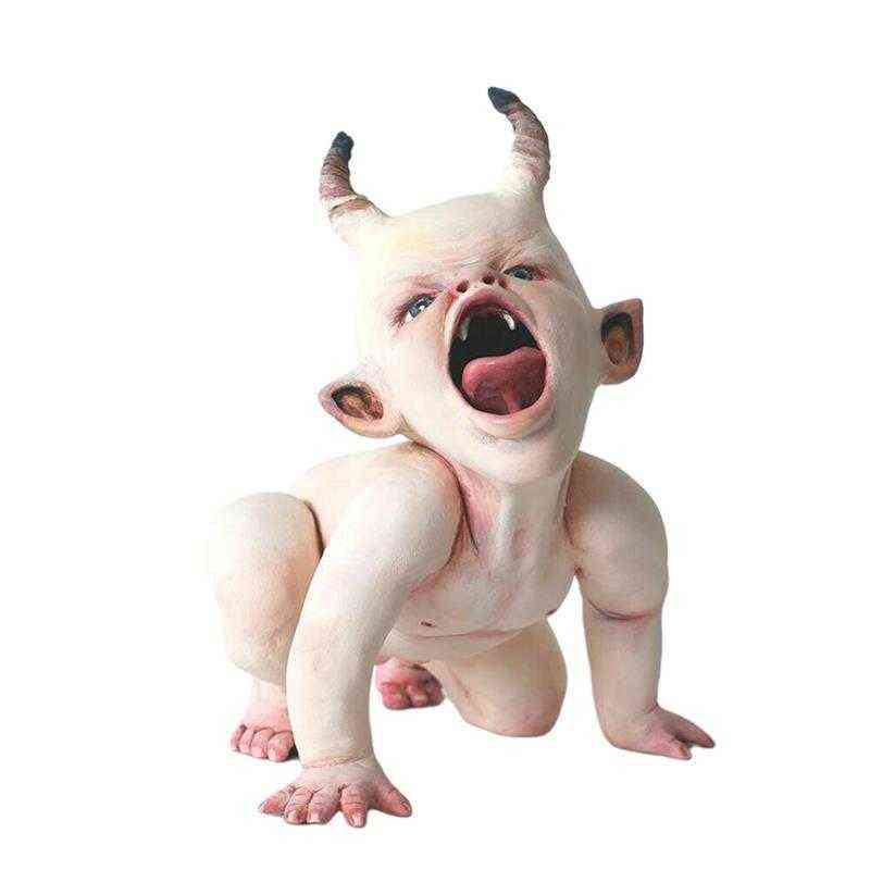 

2021 Halloween Scary Ghost Baby Doll Resin Statue Craft Realistic Halloween Horror Props Haunted House Desktop Decoration G220412