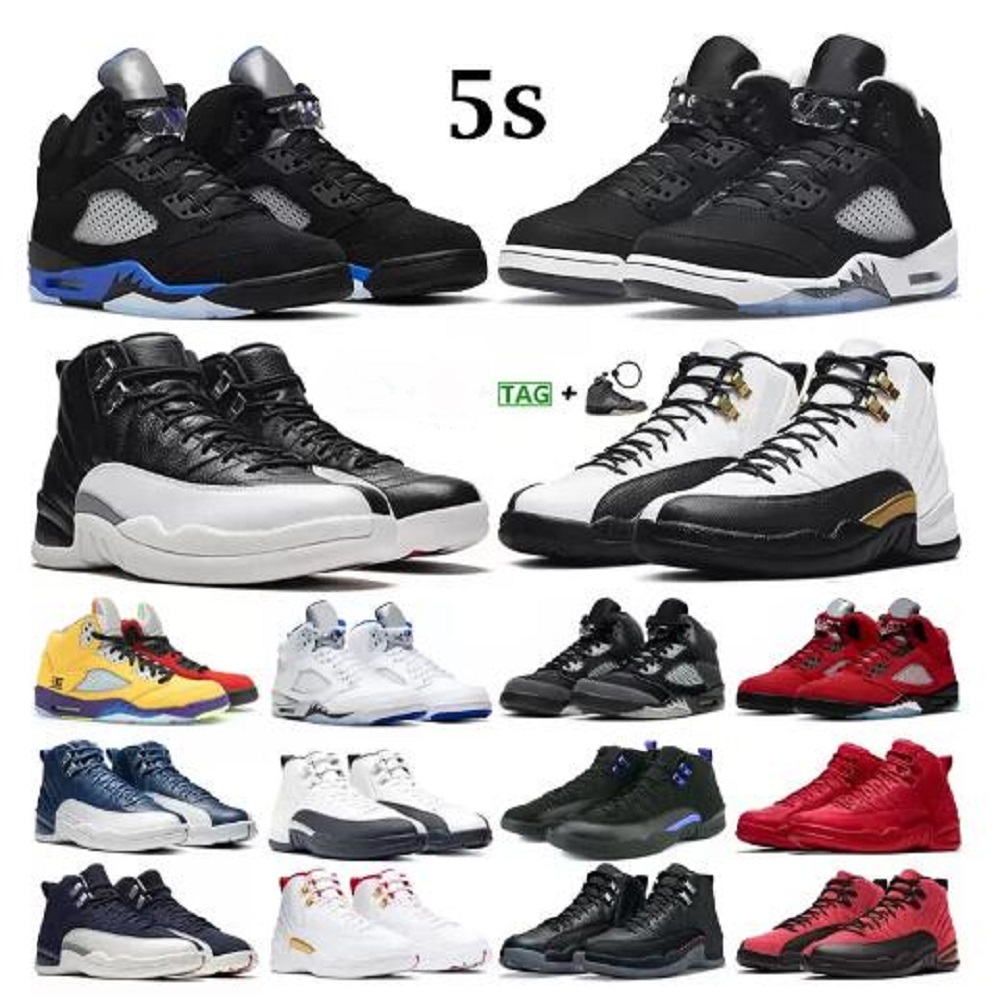 

Man Basketball Shoes Men 5s Racer Blue bird Black Metallic Raging Bull UNC 12s Bulls Reverse Flu Game Royalty Taxi Mens Athletic Sneakers Trainers shoe, # 1