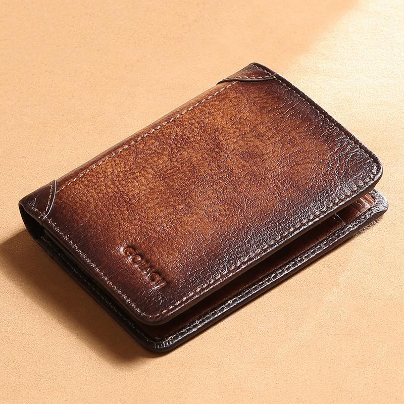 

Luufan Retro Style Men's Wallet Genuine Leather For Men RFID Anti Theft Card Holder Purse Tri-fold Large Capacity Wallets, Brown