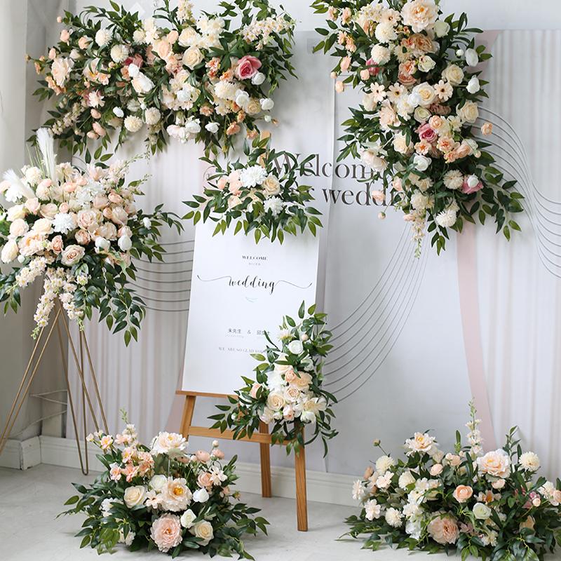 

Decorative Flowers & Wreaths Luxury Artificial Wedding Arch Champagne Flower Row Wall Backdrop Decor Hanging Garland Welcome Sign Floral Arr, 2pcs sign flower