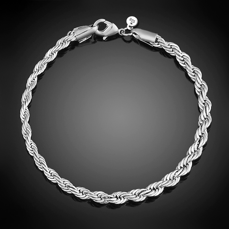 

KASANIER 10pcs Wholesale Low Price 925 Silver Charm 3MM Twisted Chain Bracelets For Men's Women Fashion Jewelry Wedding Gifts Length 20CM Gold and Silver Options