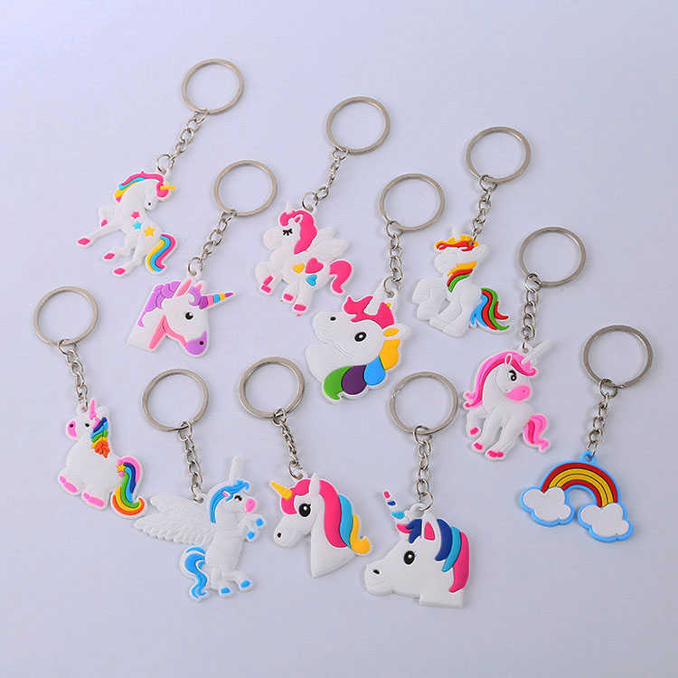 

Unicorn Keychain Keyring Cellphone Charms Handbag Pendant Kids Gift Toys Phone Decoration Accessory Horse Key Ring