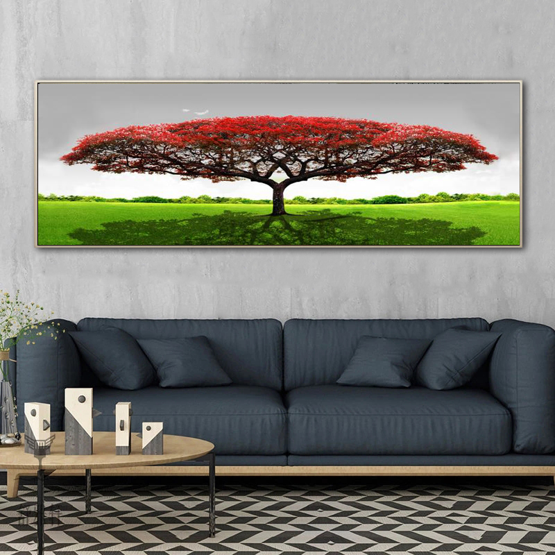 

Bedside Painting Red Tree Home Decor Canvas Prints Landscape Posters Wall Art Pictures For Living Room Indoor Decoration Cuadros