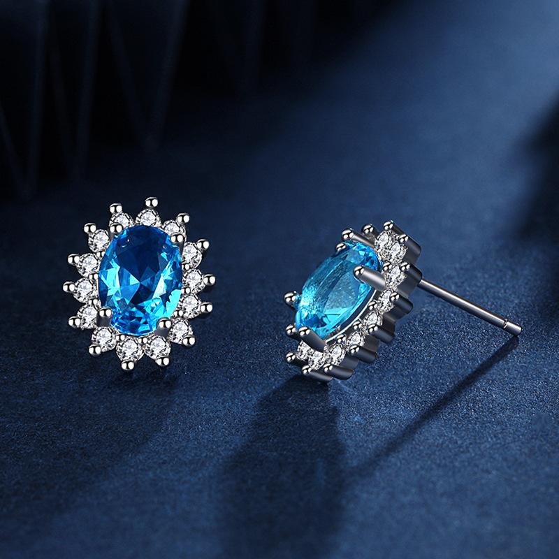 

Stud Women Earrings 925 Silver Jewelry Oval Shape Zircon Gemstone Fine Accessories For Wedding Party Gift WholesaleStud